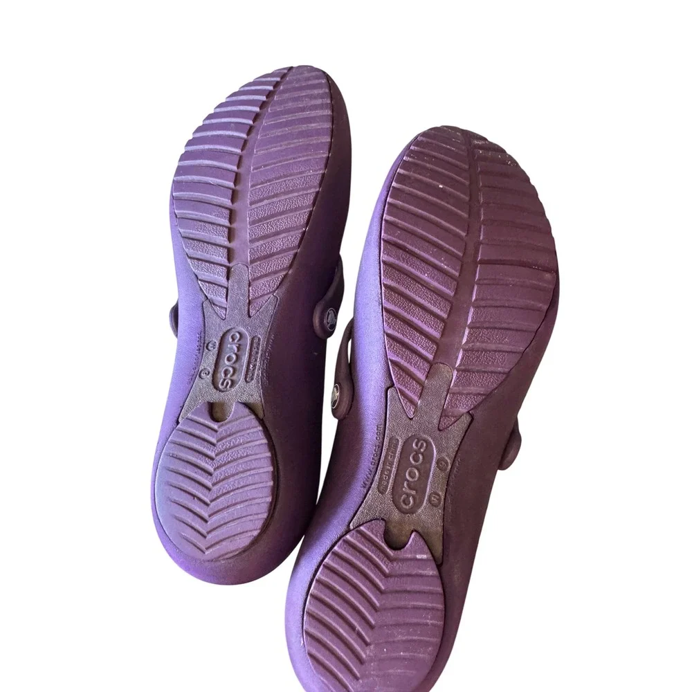 Crocs Mary Jane Purple Flats Comfort Casual Waterproof Slip On Shoes Womens 9